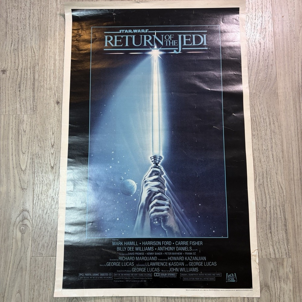 Original Vintage Poster Return Of The Jedi Light Saber Movie 1983 Lucasfilm